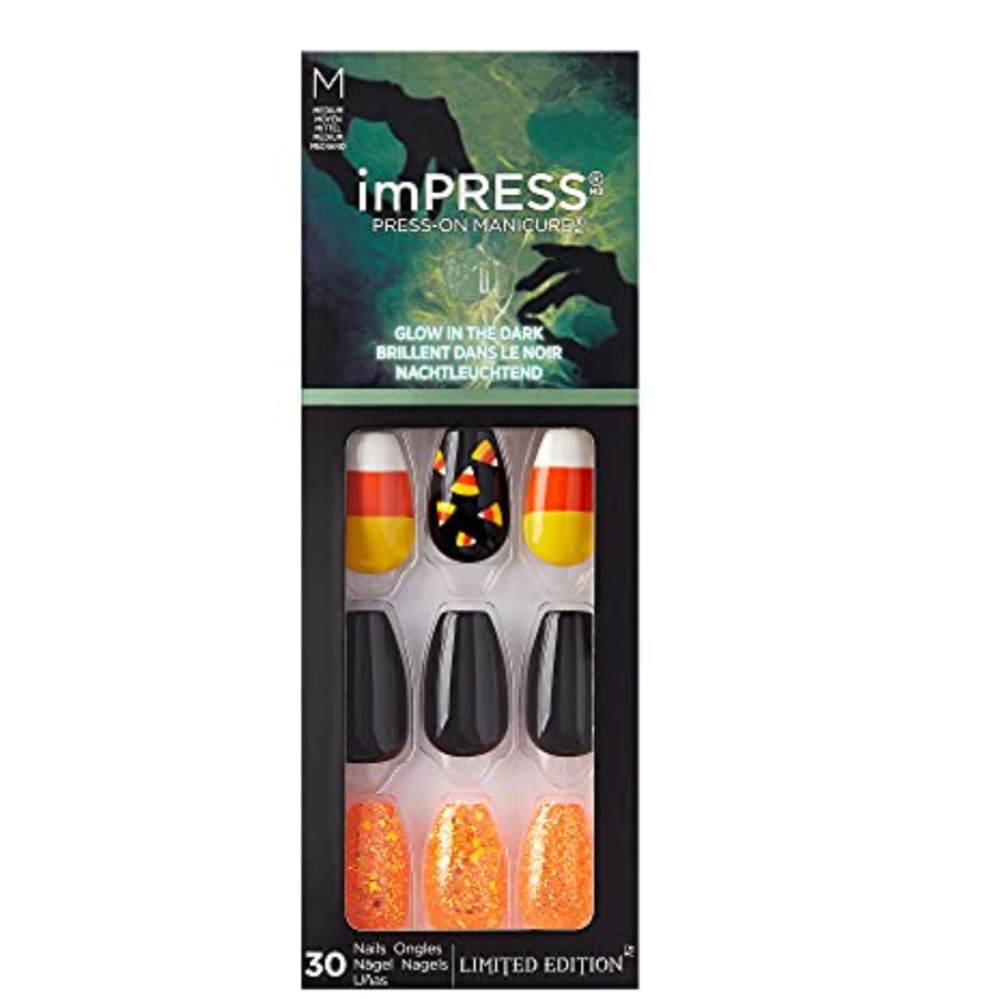 Candy Corn MEDIUM LIMITED EDITION imPRESS Glow in Dark Halloween Nails KISS